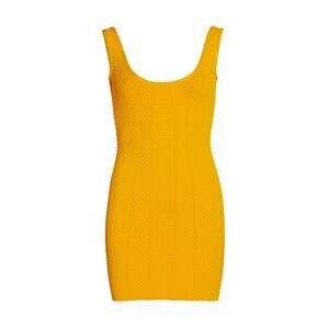 Herv� L�ger 'Ottoman' Yellow Rayon Scoopneck Mini Dress Size L